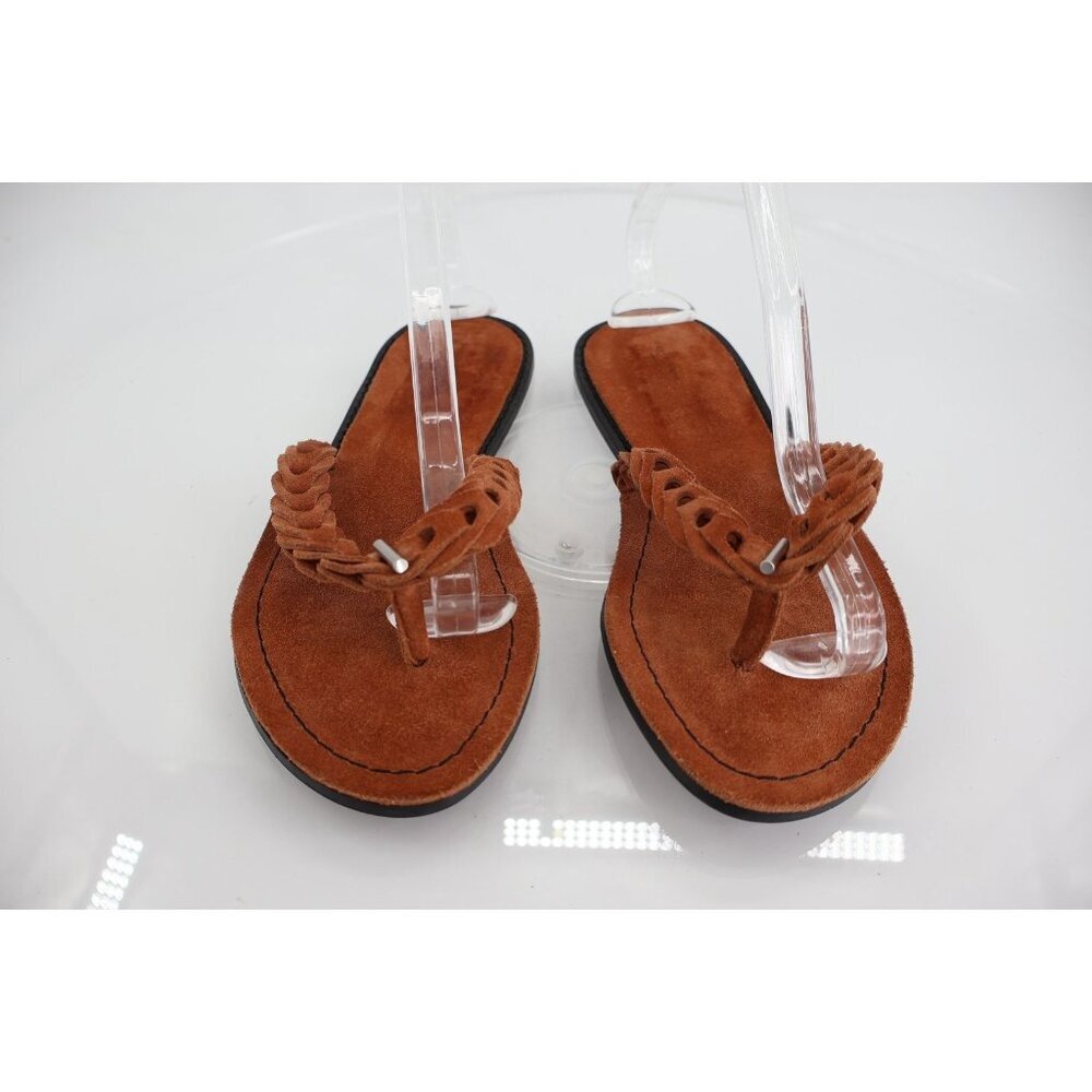 Rag&Bone Melrose Flip Flop Slide Sandal Size 37 7 Brown Suede Flat Shoes Comfy - Picture 5 of 11